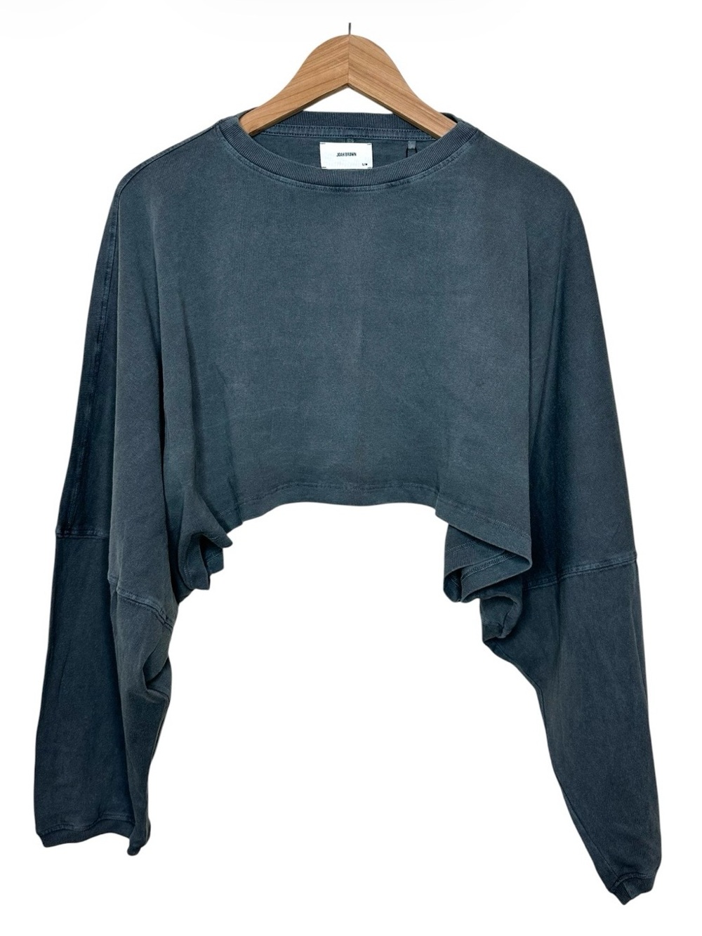 Joah Brown Slouchy Long Sleeve Tee Size S/M Cropped Washed Charcoal Cotton NWT